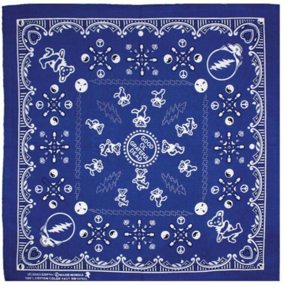 Grateful Dead Accessories - New Blue Bear Skull Grateful Dead Bandana Headband Tour NWT Peace Kerchief Bears